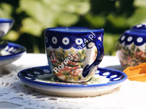 Filiżanka ze spodkiem do espresso 0,11 L / 12,5 cm Bolesławiec - Rajska Łąka
