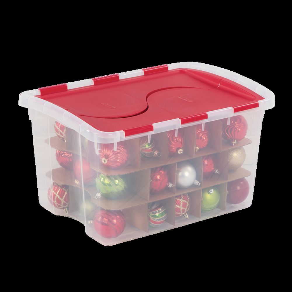 Sterilite Transparent Ornament Storage Box with Flip-top Lid, 45-L