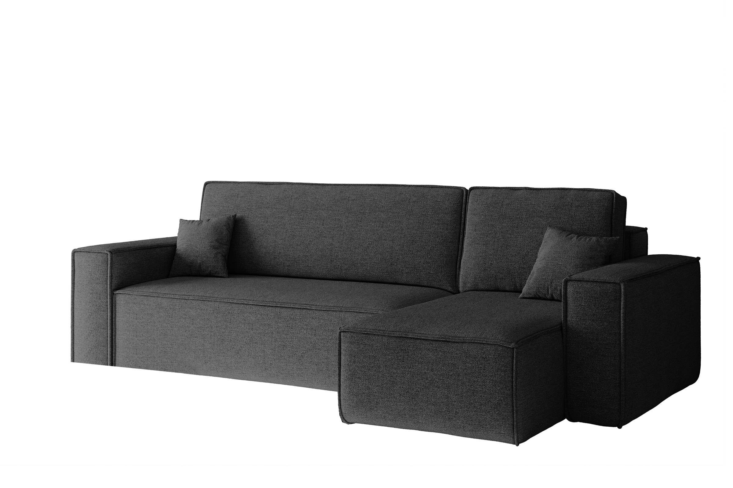 Sofa w kształcie L BEST narożnik tkanina Neve, Ciemnoszary Prawostronny