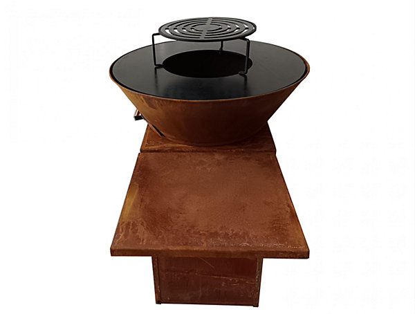 Barbecue avec plaque ronde, grill et support