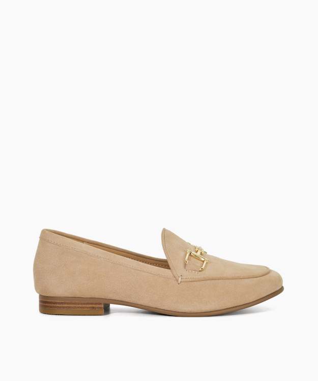 Glair Ecru - Wide Fit Almond Toe Buckle Detail Loafers