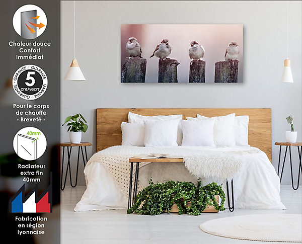 ILO Radiateur électrique Mural Rayonnant 500W Extra Plat Verre Trempé Programmable Femme Et Enfant