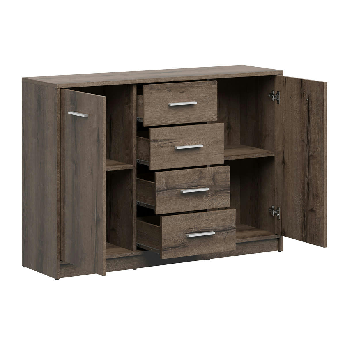 - Buffet 2 portes 4 tiroirs stratifiés naturel foncé
