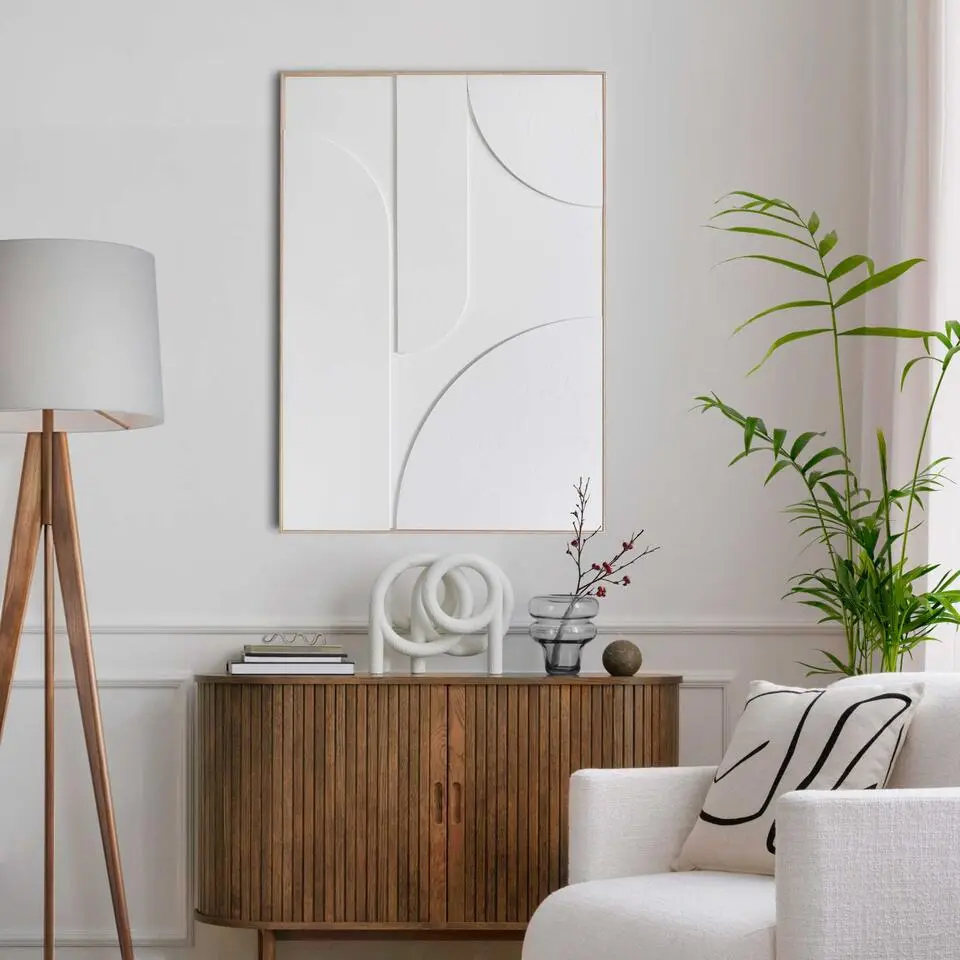 Schilderij 3D Art Saturn - 100 x 70 - Wit