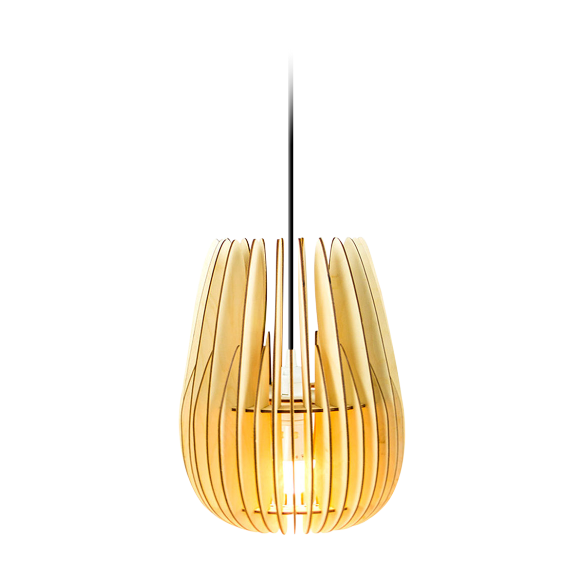 Bomerango Halley S houten hanglamp small - met koordset zwart - Ø 25 cm