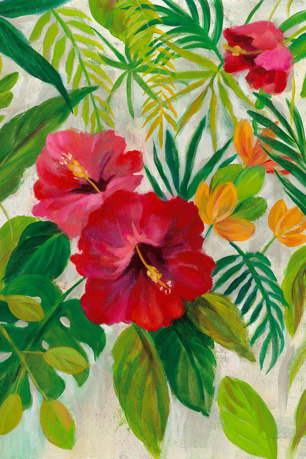 - Tableau Hibiscus des tropiques imprimé sur toile 60x90cm