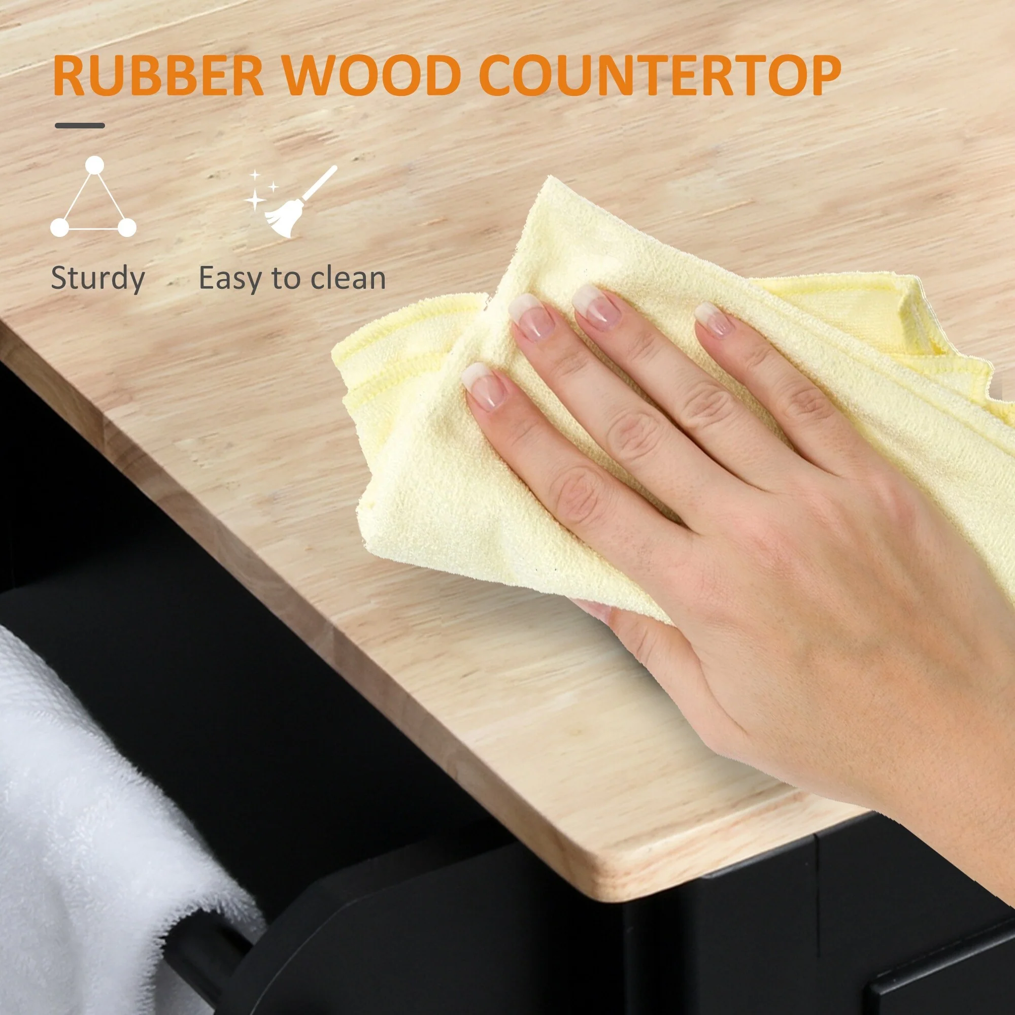 Mobile Kitchen Island with Drop Leaf, Storage Trolley Cart on Wheels, Towel/Spice Rack, 3 Drawers, 2-Door Cabinet