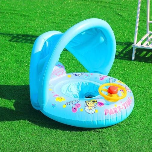 NNEOBA Baby Swim Ring Inflatable Seat with Sunshade(Blue)