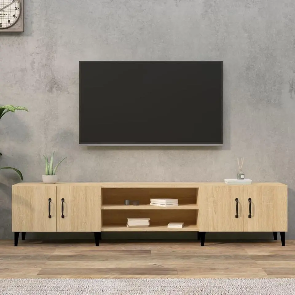 vidaXL - TV-meubel met deuren - Sonoma eiken - Hout en metaal -180x31.5x40 cm