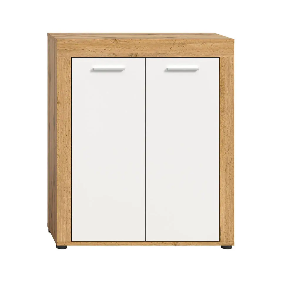 Hioshop Jam schoenenkast 2 deuren wit- eik decor