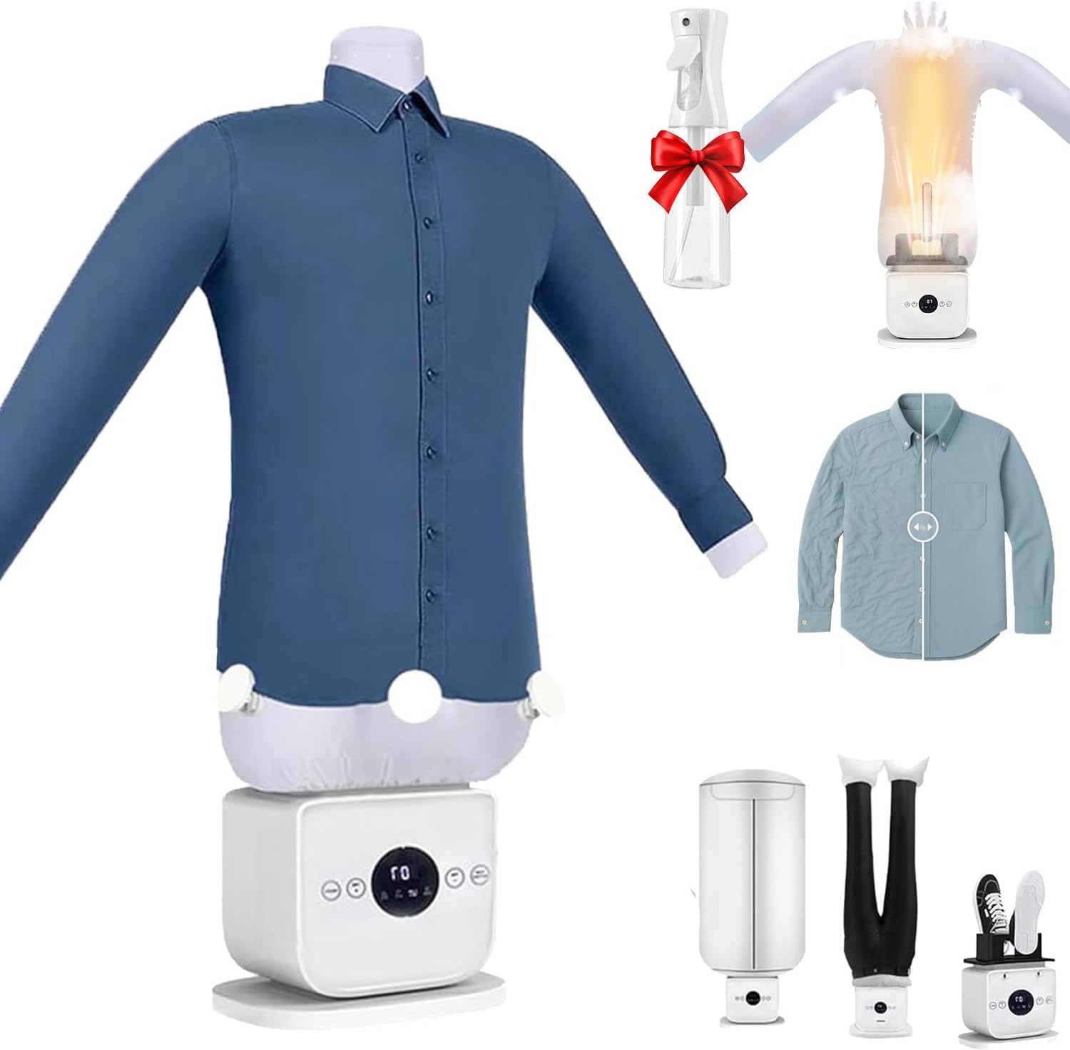 Automatic Ironing Machine, Hands Free Automatic Iron, Wrinkle-Free in 8-12 Mins, Automatic Steam Iron, Portable Inflatable Garment Wrinkle Remover for all kinds clothes (not allowed Skirt)