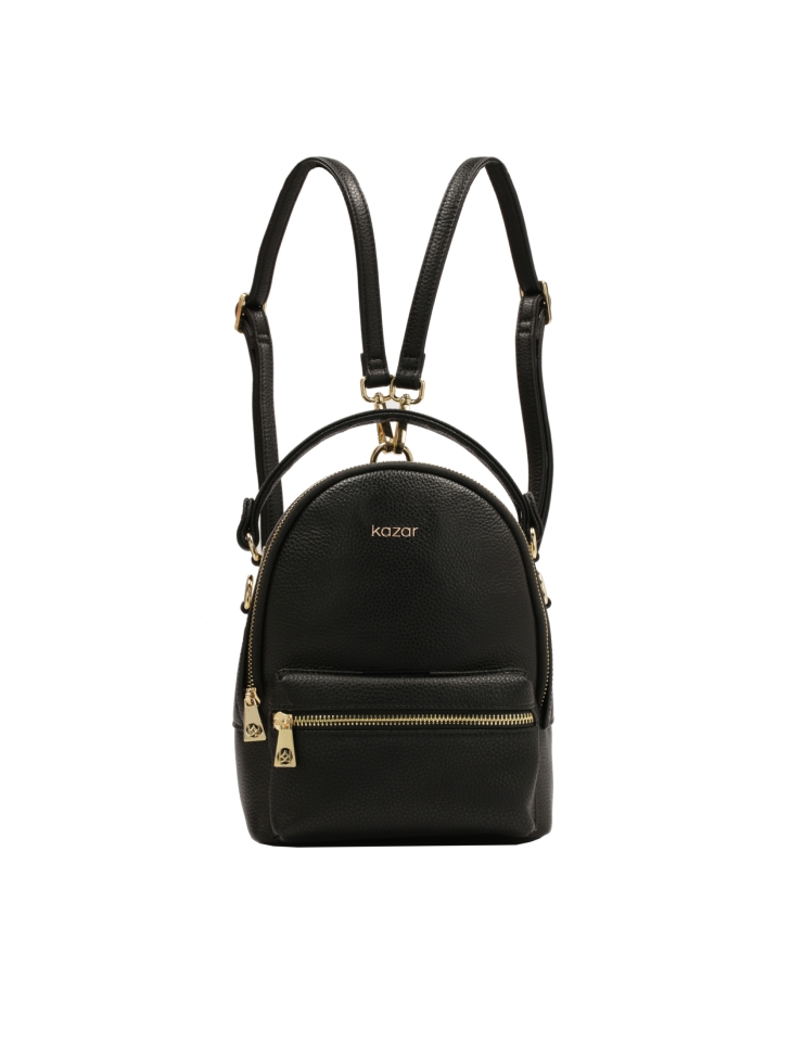 Black leather 2-in-1 backpack