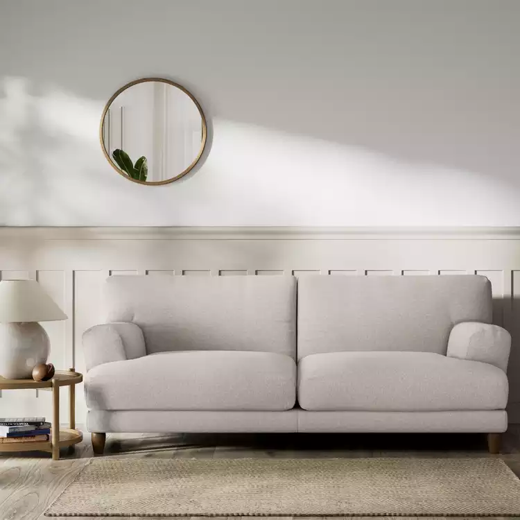 Habitat Askem Fabric 3 Seater Sofa - Stone - Dark Leg