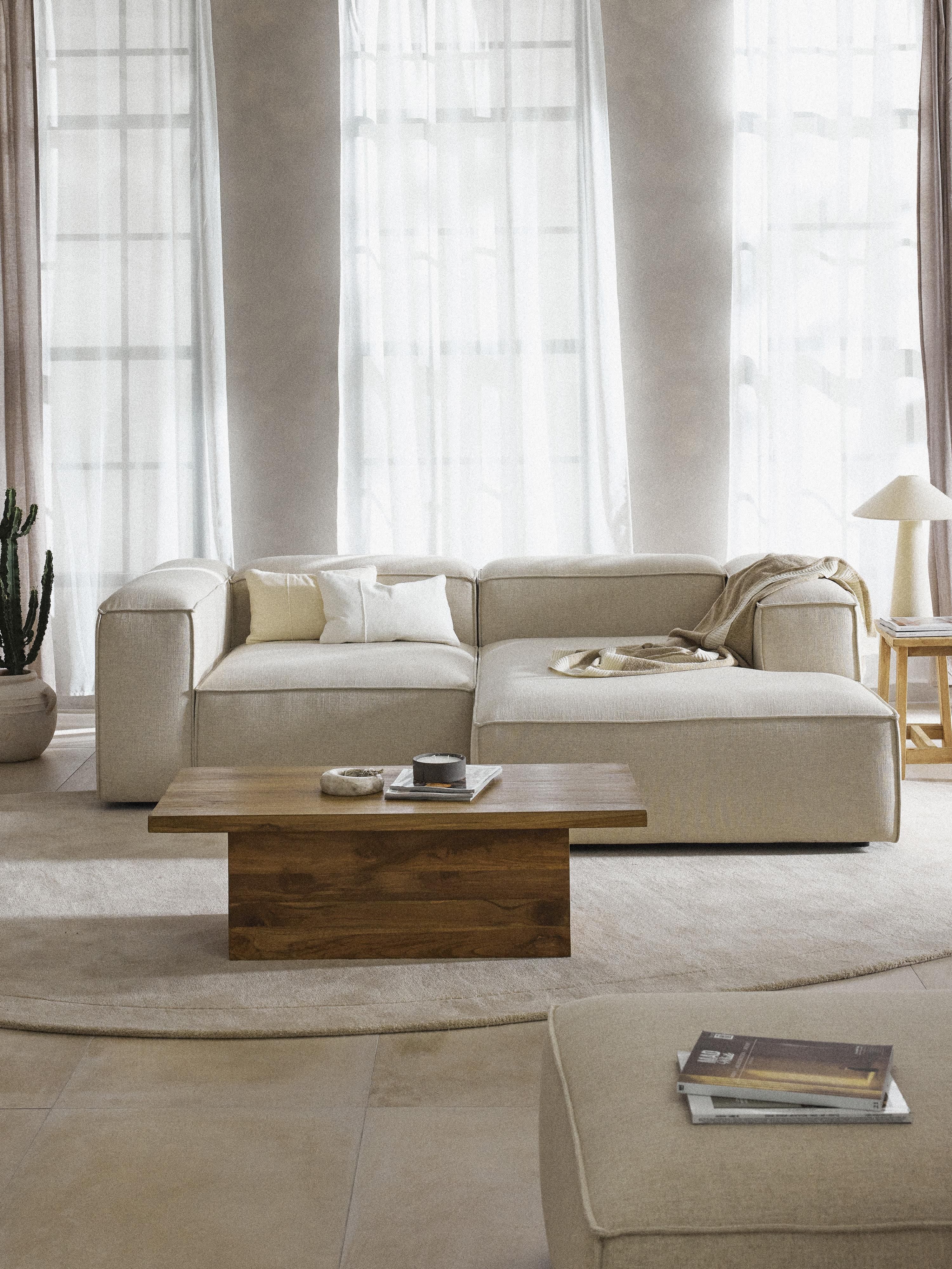 Modulares Ecksofa Lennon (2-Sitzer) aus Leinen-Mix