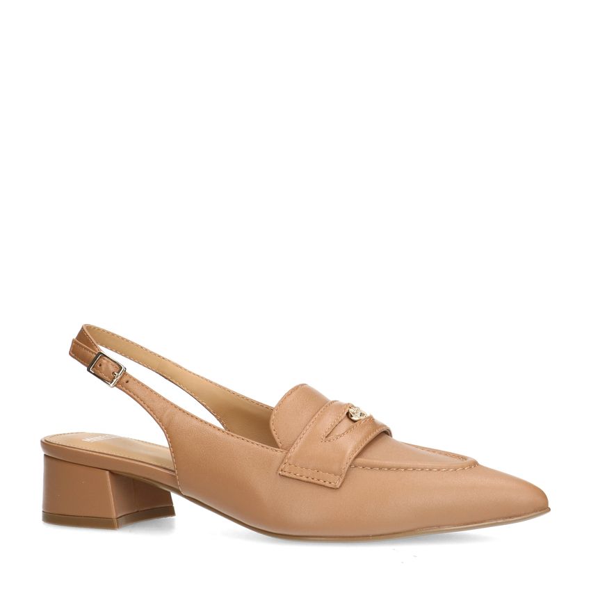 Manfield Taupe leren slingbacks