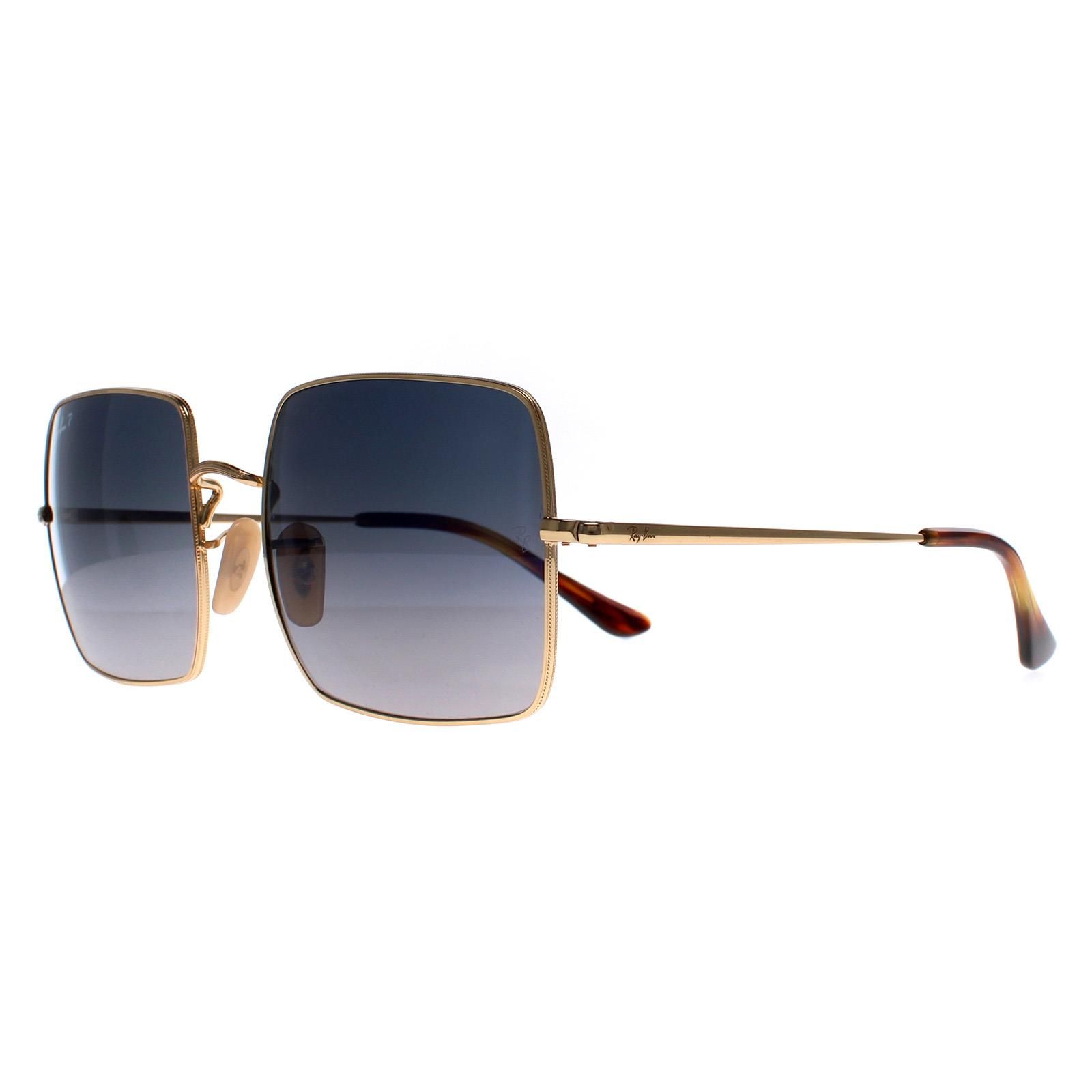 Ray-Ban Square Polished Gold Blue Grey Gradient Polarized Square RB1971