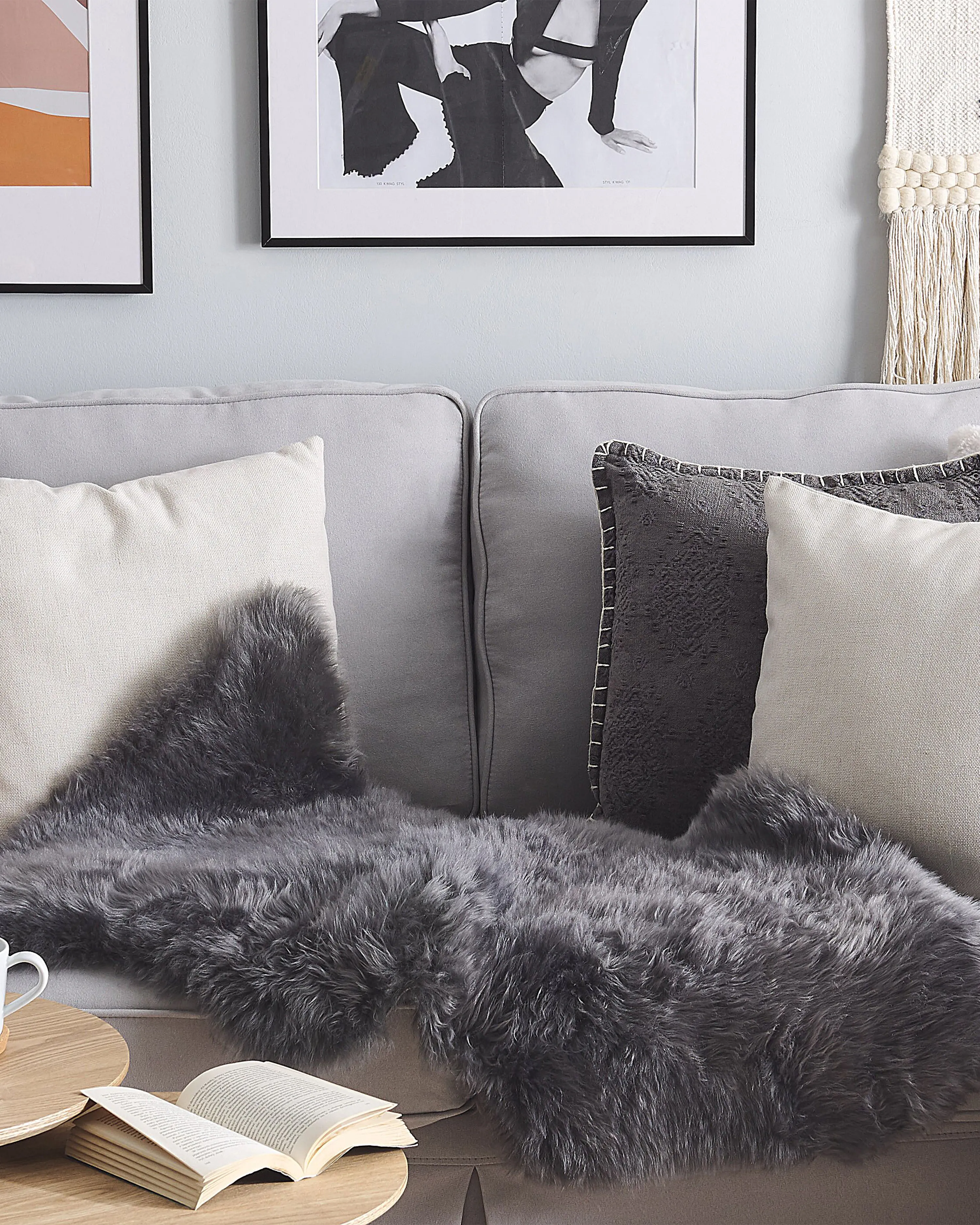 Sheepskin Rug ULURU Dark Grey 65 x 110 cm