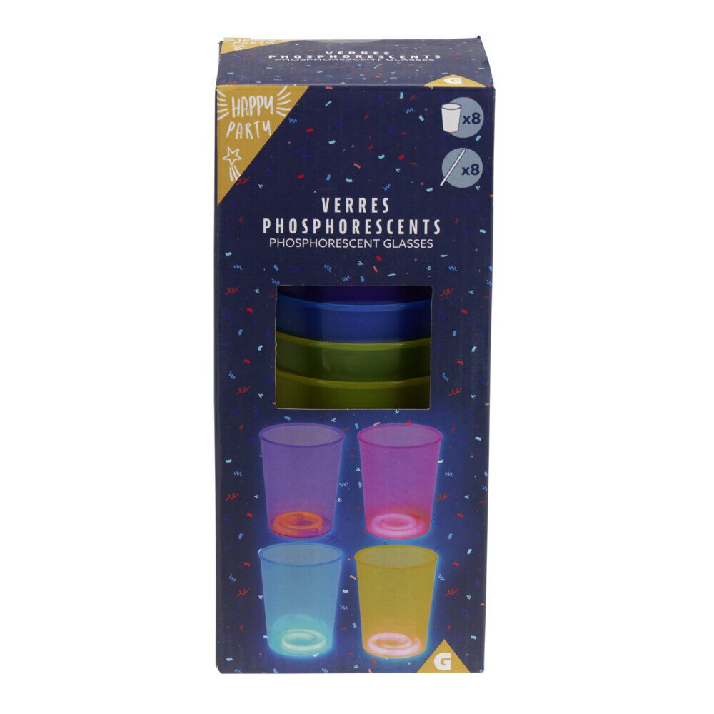 Gobelet phosphorescent avec sticks assortis x10
