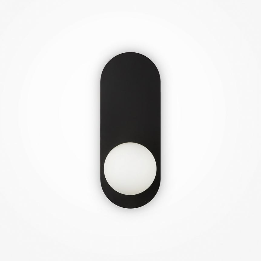 Applique globe en verre avec support noir, style design MESA