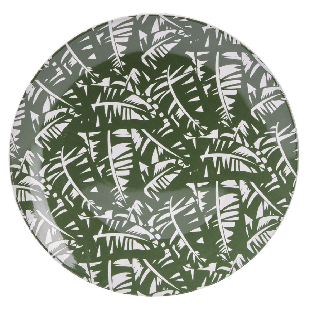 Assiette plate en porcelaine décor exotique Ø16 cm