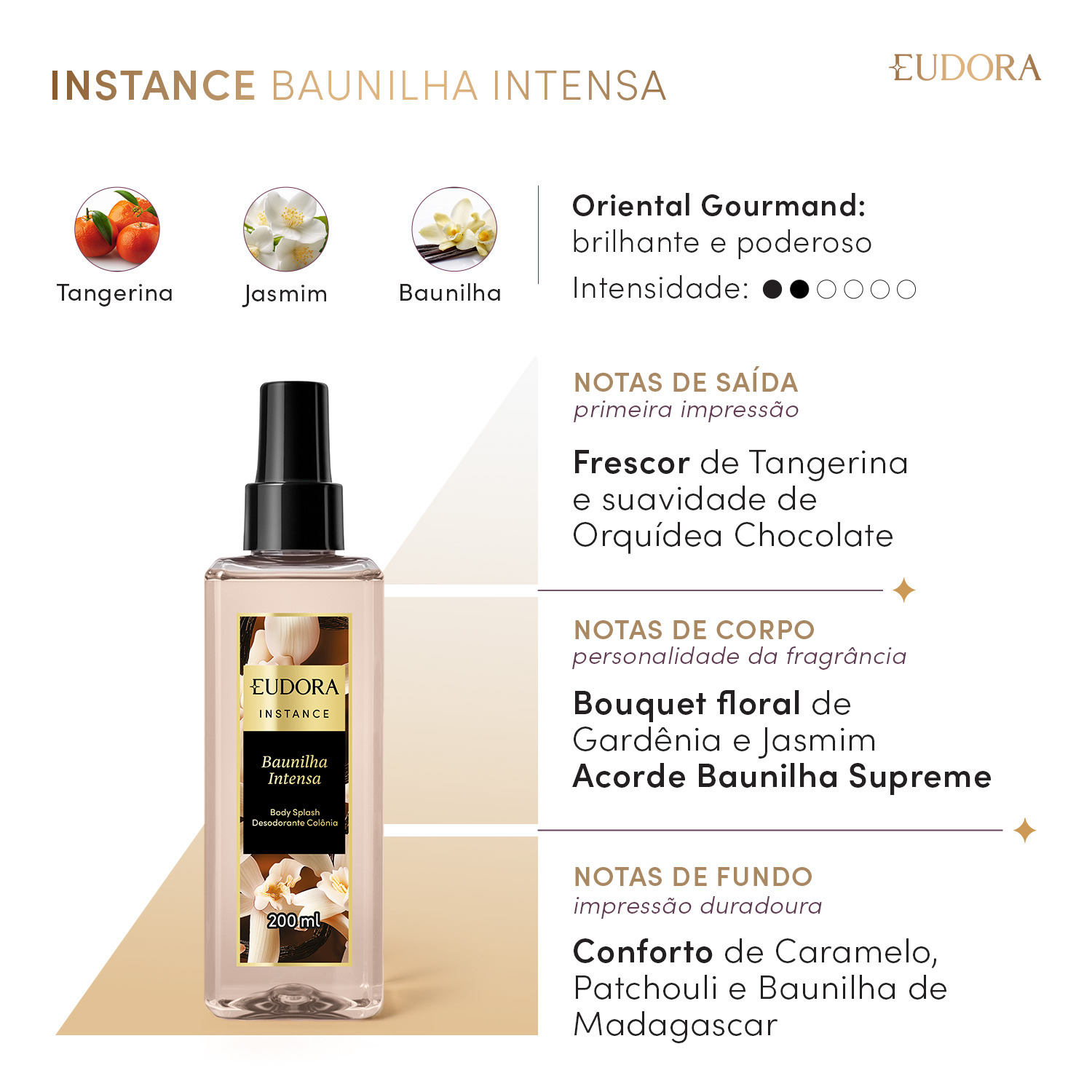 Body Splash Desodorante Colônia Instance Baunilha Intensa 200ml