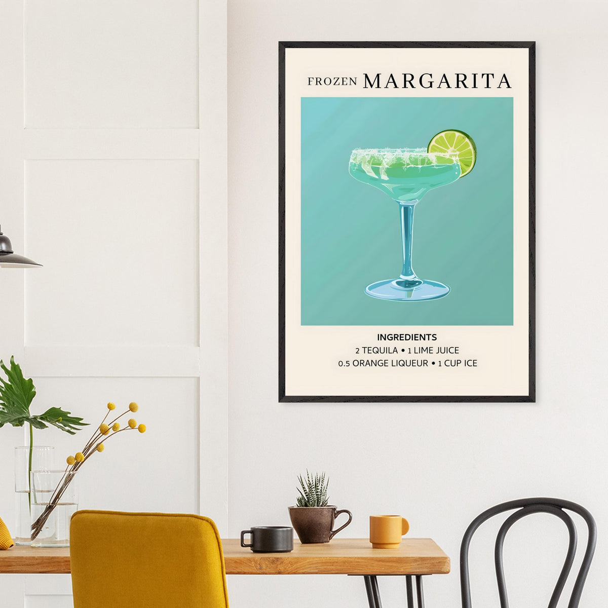 Artfulprints Poster Frozen Margarita cocktail II - Ingrediënten  - 70x100 cm - Turquoise