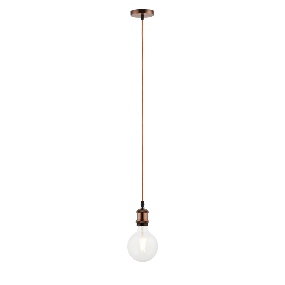 Lighto | Pendel Koper | Inclusief Lichtbron Helder | Vintage | 1.5m Snoer | Met Plafondkap