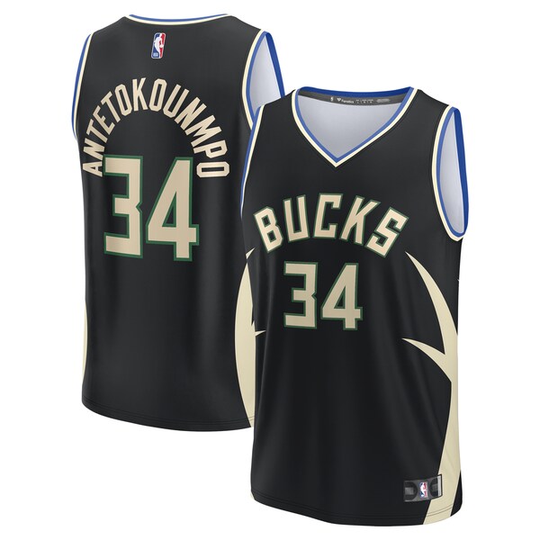 Giannis Antetokounmpo Milwaukee Bucks  Fast Break Replica Player Jersey - Statement Edition - Black