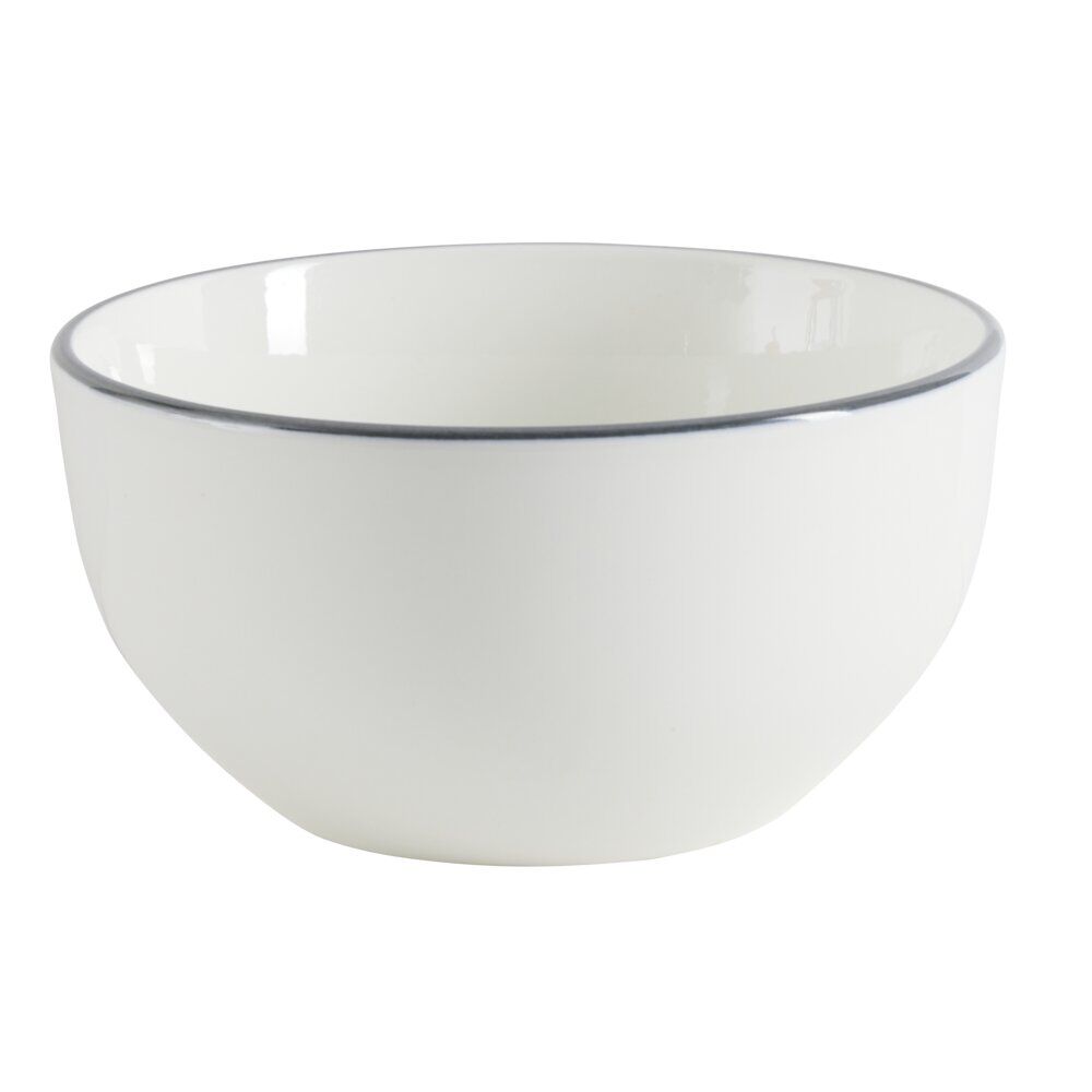 Bol porcelaine blanc liseré gris Ø15xH7cm