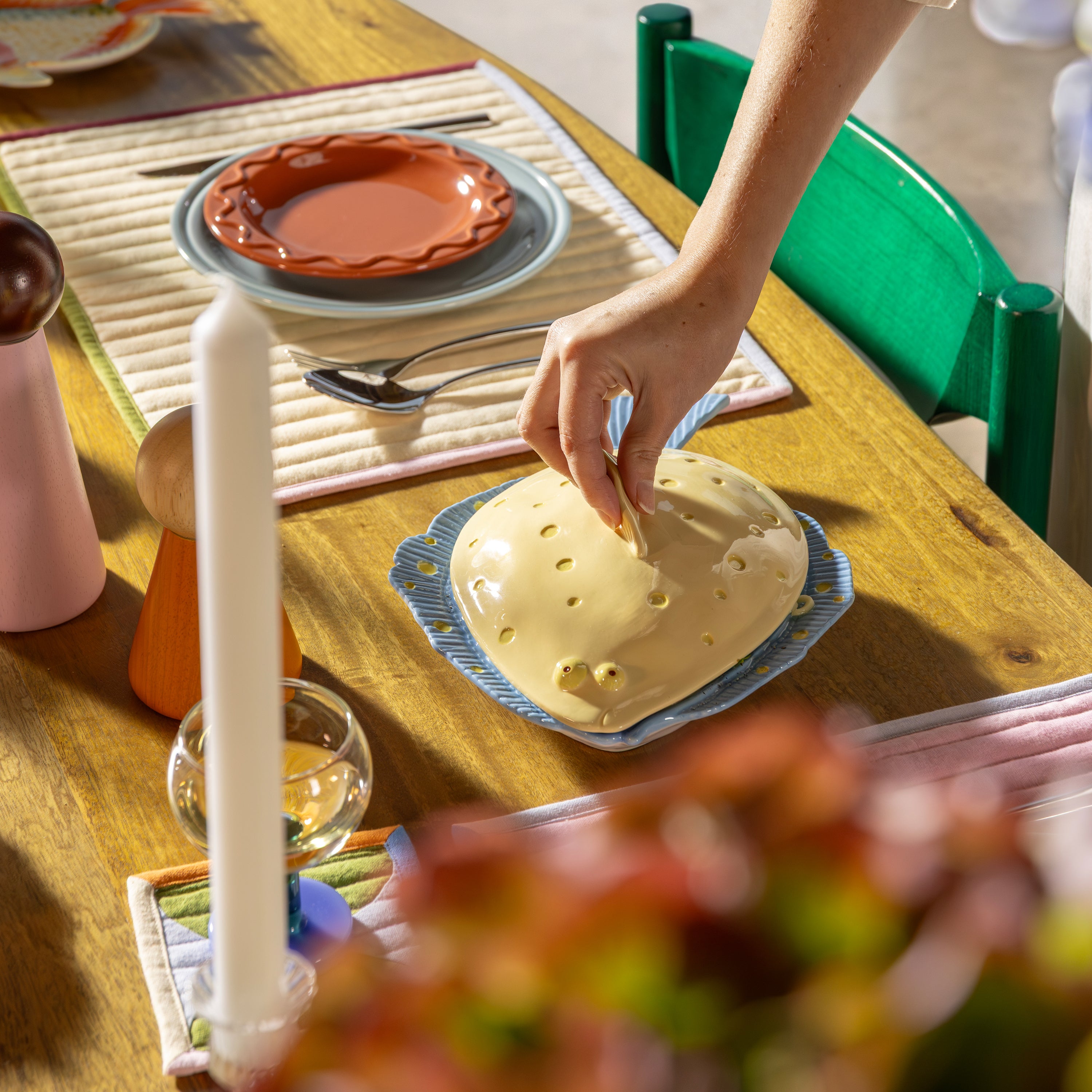 &k amsterdam Plaice Schaal met Deksel - Geel