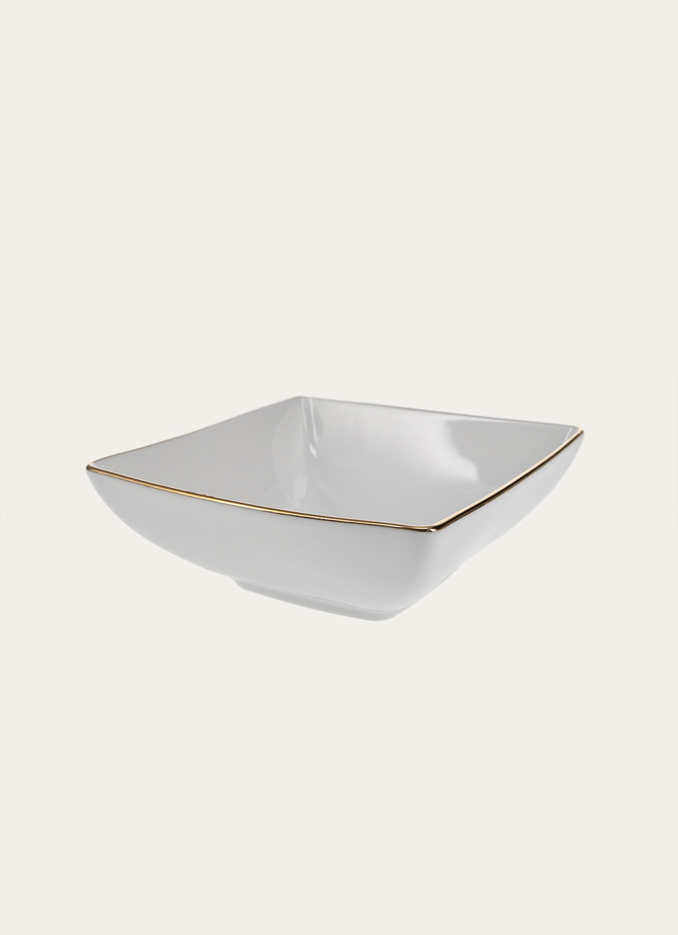 COUPELLE CARRÉE EN PORCELAINE AVEC LISERÉ DORÉ BLANC