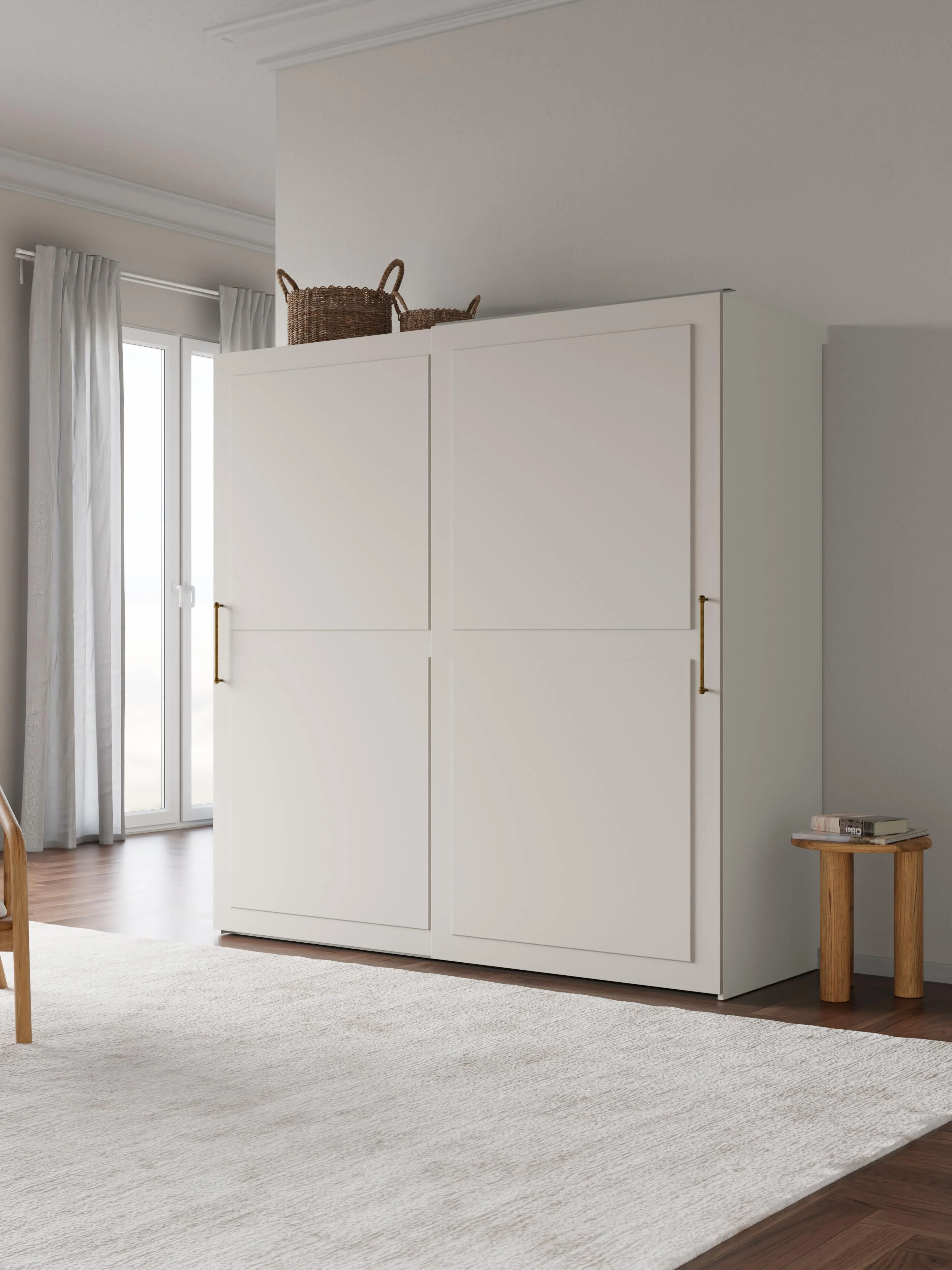 Modularer Schwebetürenschrank Charlotte, 200 cm Breite, mehrere Varianten