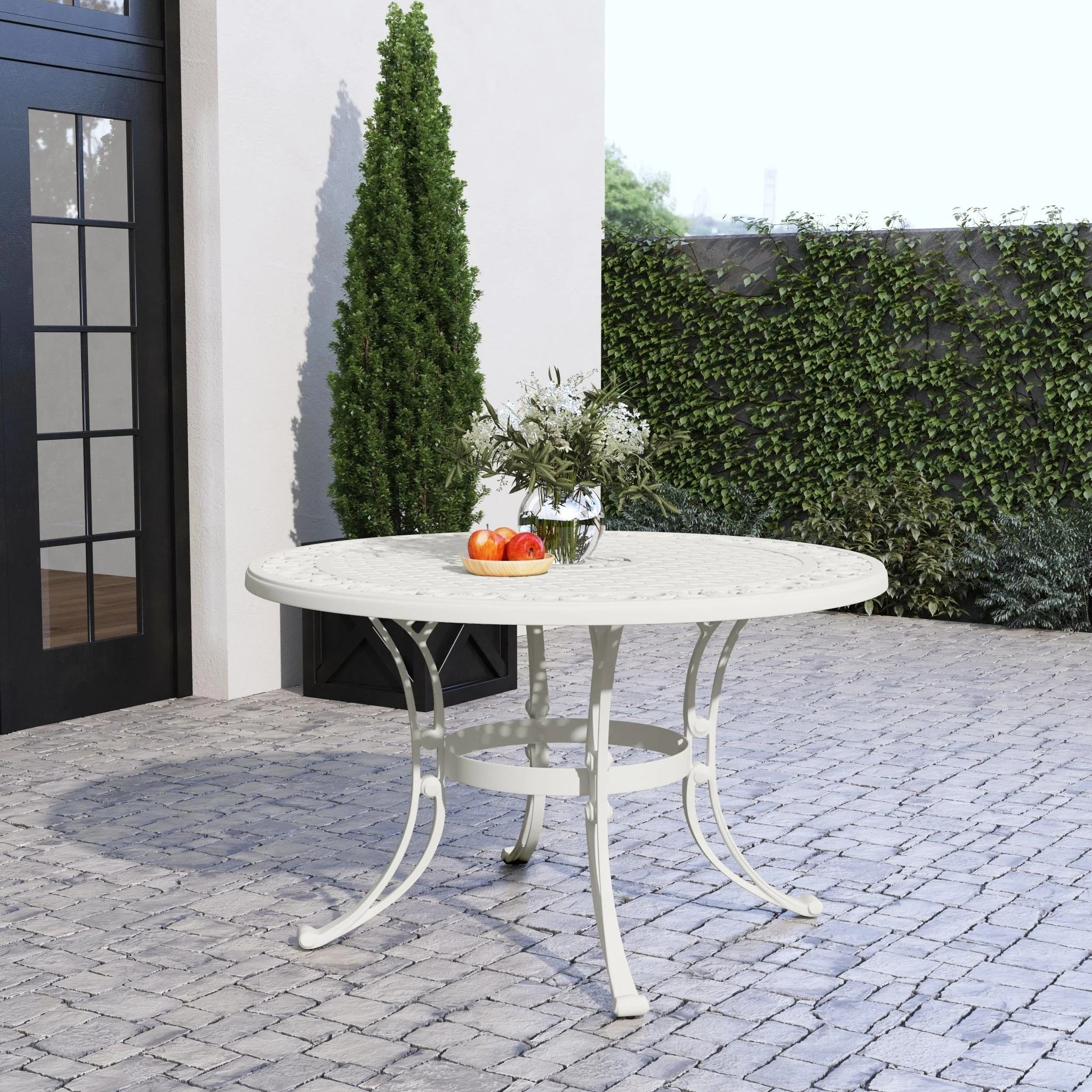 Sanibel White Aluminum Outdoor Dining Table - 48 x 29 x 48