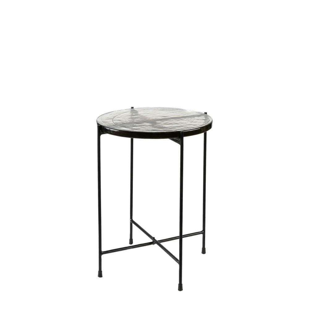 SAFI - Table d'appoint ronde en verre recyclé et métal D38cm transparent