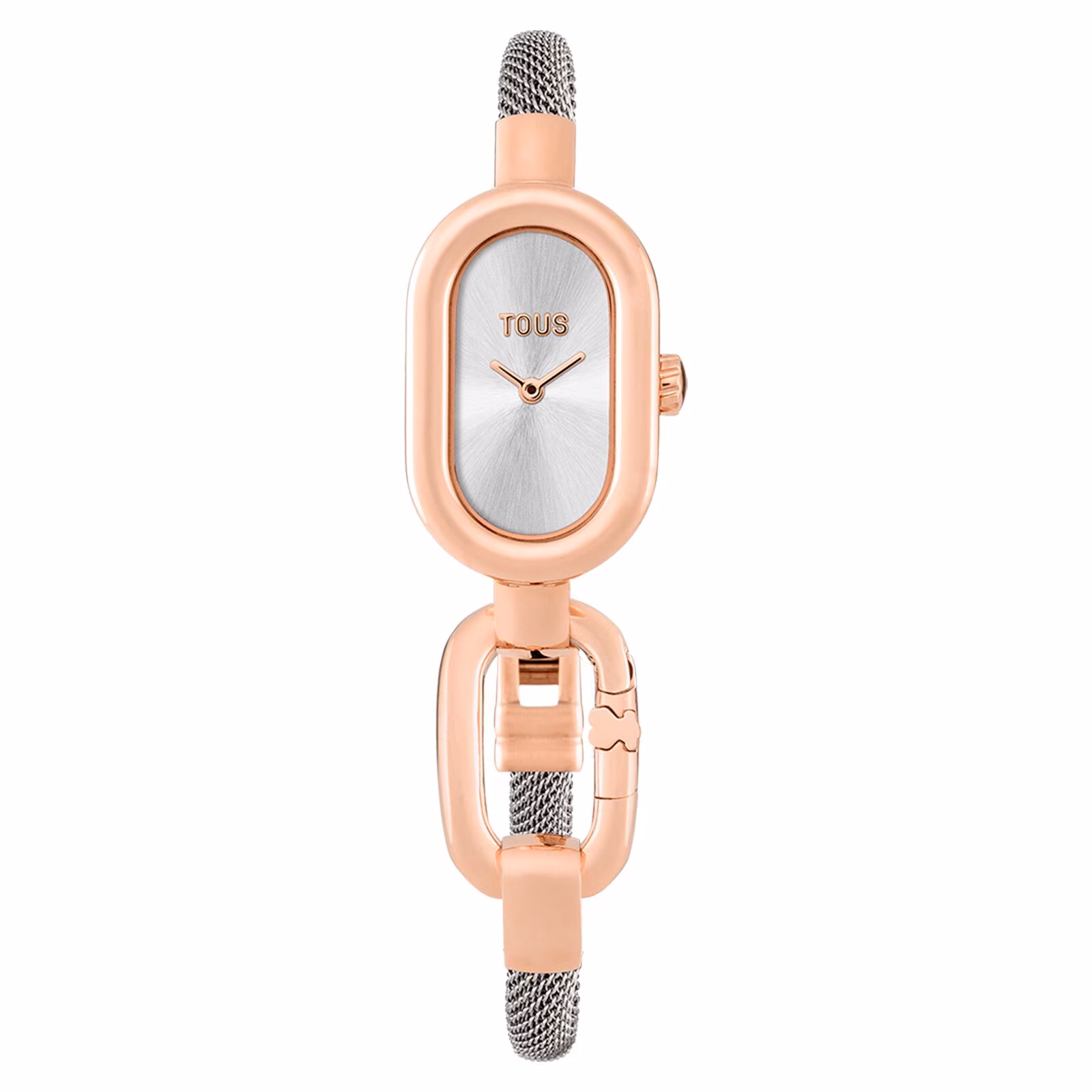 Reloj analógico/digital con brazalete de acero y acero rosado TOUS Hold Oval