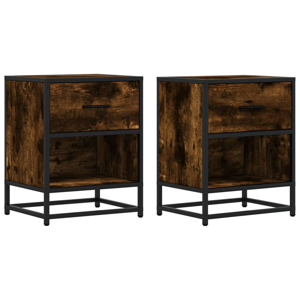 2x Szafka Nocna Stolik Komoda Brązowa z Szufladą Do Sypialni 40x31x50 cm