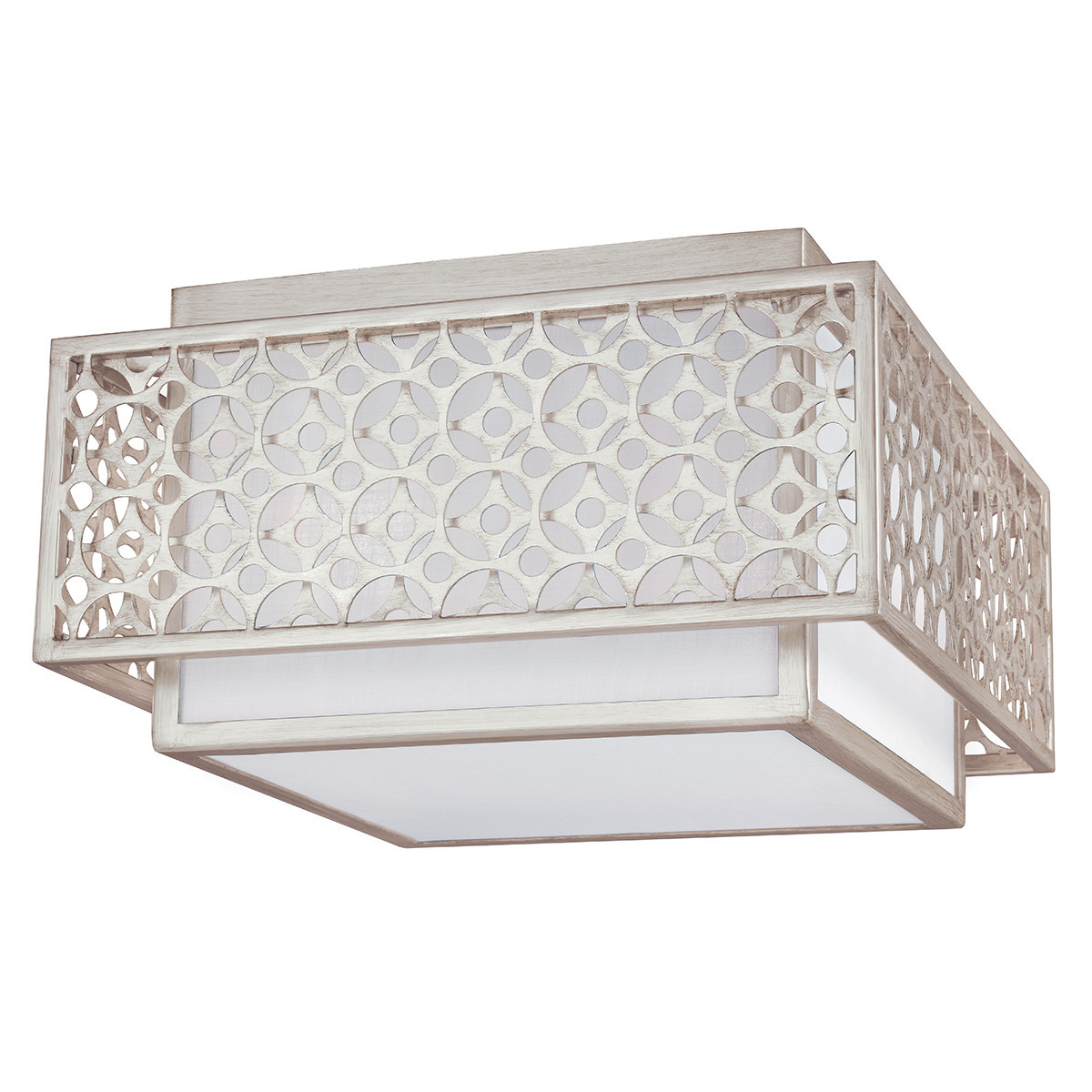 Plafonciepły srebrno-biały kwadratowy 36,8cm Kenney 2xE27x60W IP20 Feiss
