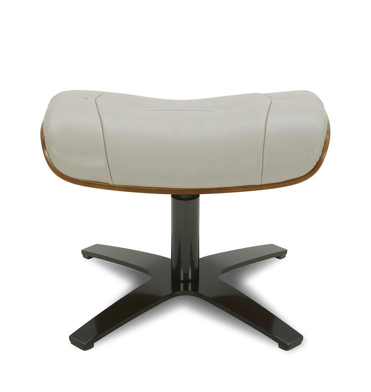 NAOS - Pouf en cuir et chêne Naturel - Cuir Gris