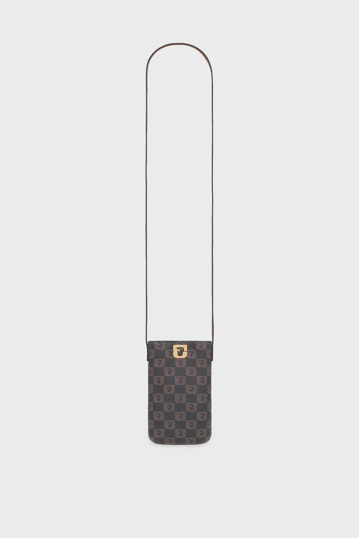 Porte téléphone en toile enduite monogrammée et cuir - LADYPHONE