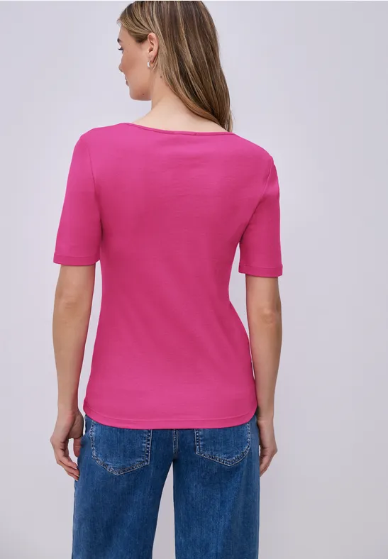 Kurzarm Shirt mit Herzausschnitt