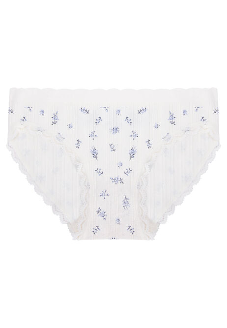 Older Girls Cream Ditsy Pointelle Briefs
