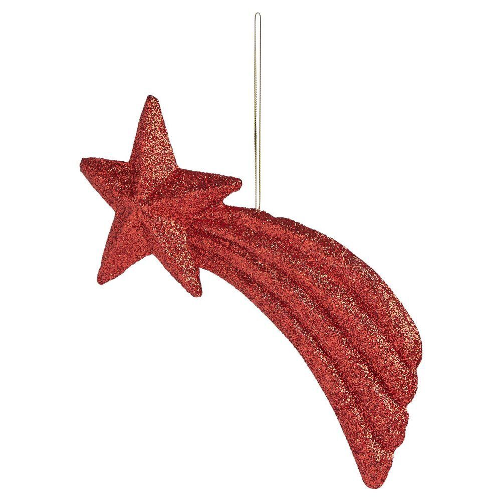 étoile filante à suspendre rouge pailleté