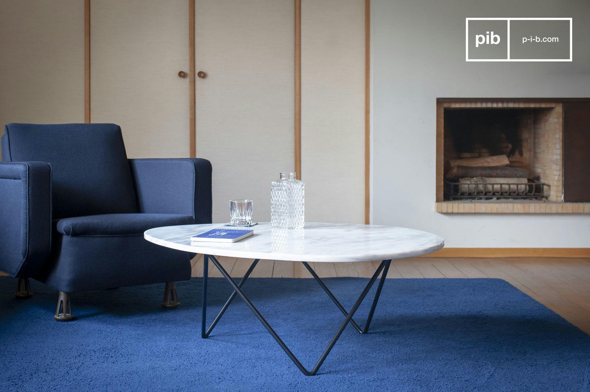 TRIVISAN - Table basse en marbre blanc