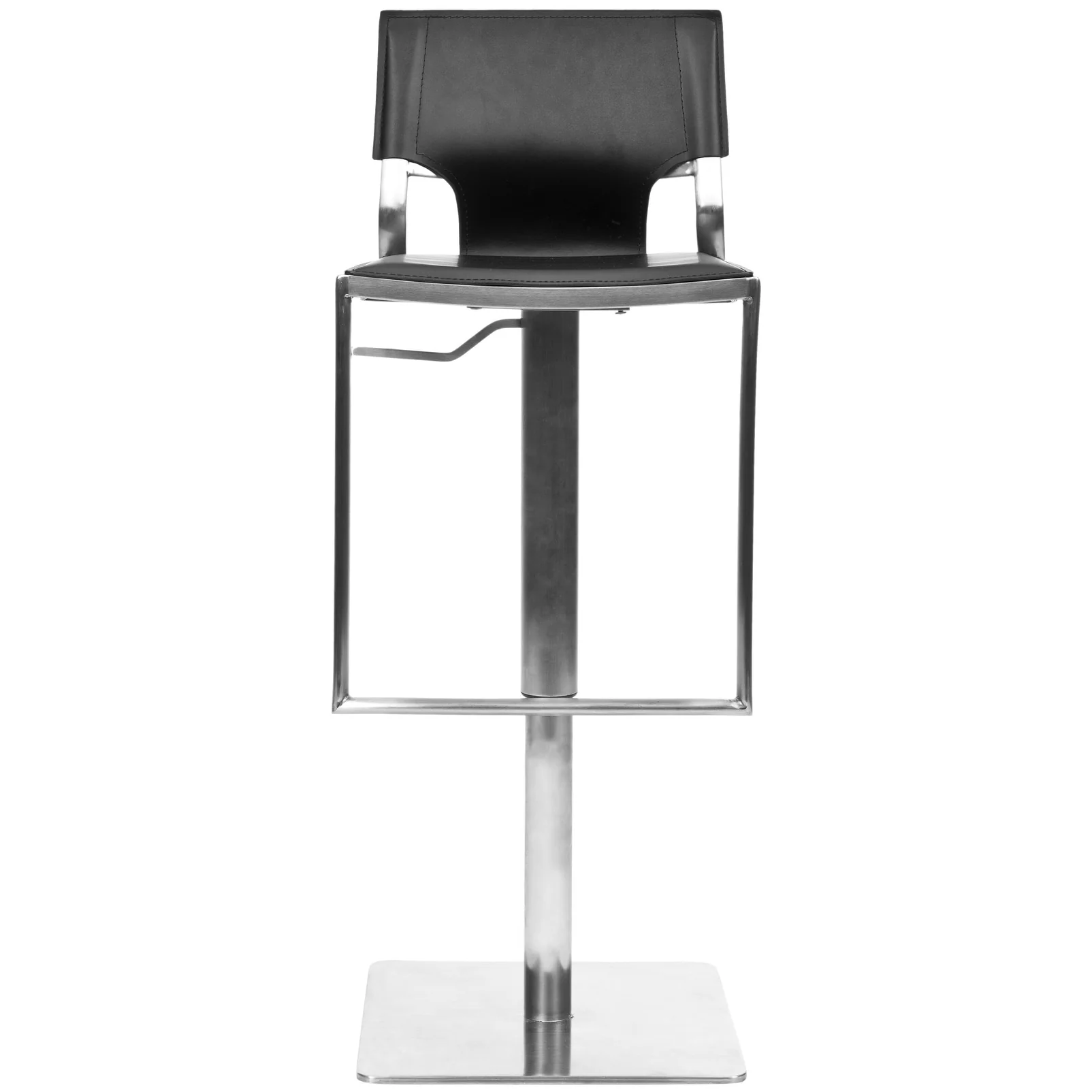 SAFAVIEH Beeke White Leather Seat Stainless Steel Adjustable 22-32 Inch Modern Bar Stool - 17 W x 16 D x 34 H - 17Wx16Dx34H