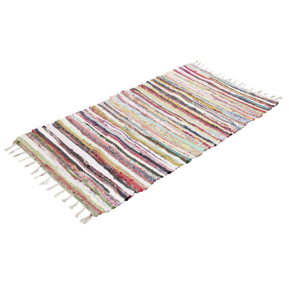 Tapis rectangulaire déco chindi rayures multicolores 70x140cm