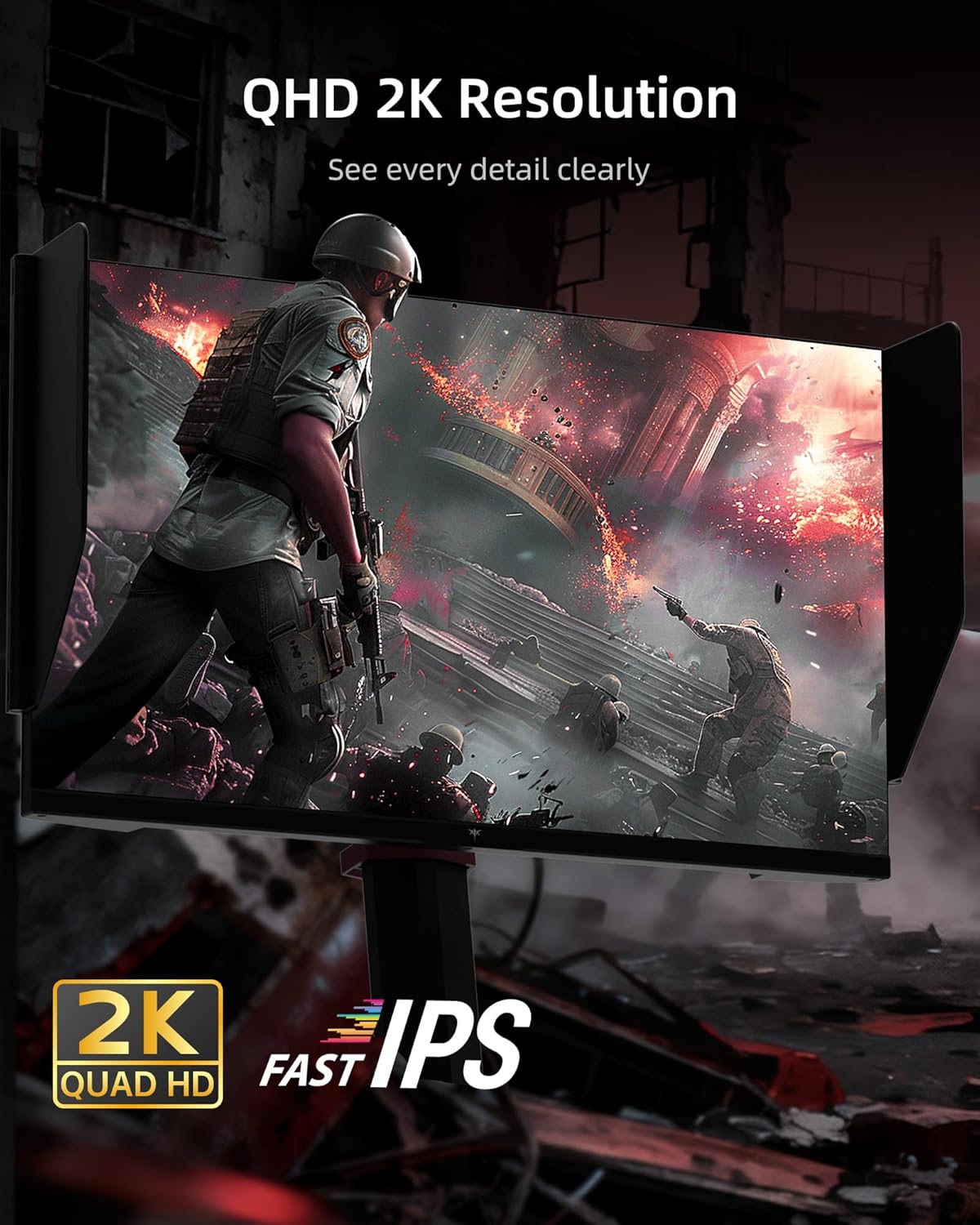 KTC 27M1 27 Inch Gaming Monitor  1440P Monitor with Speakers Built in  210Hz Monitors with Shielding Hood  Fast IPS  Adaptive Sync  130%sRGB  1MS(MPRT)  VESA Mount  Tilt/Swivel/Pivot/Height Adjustment