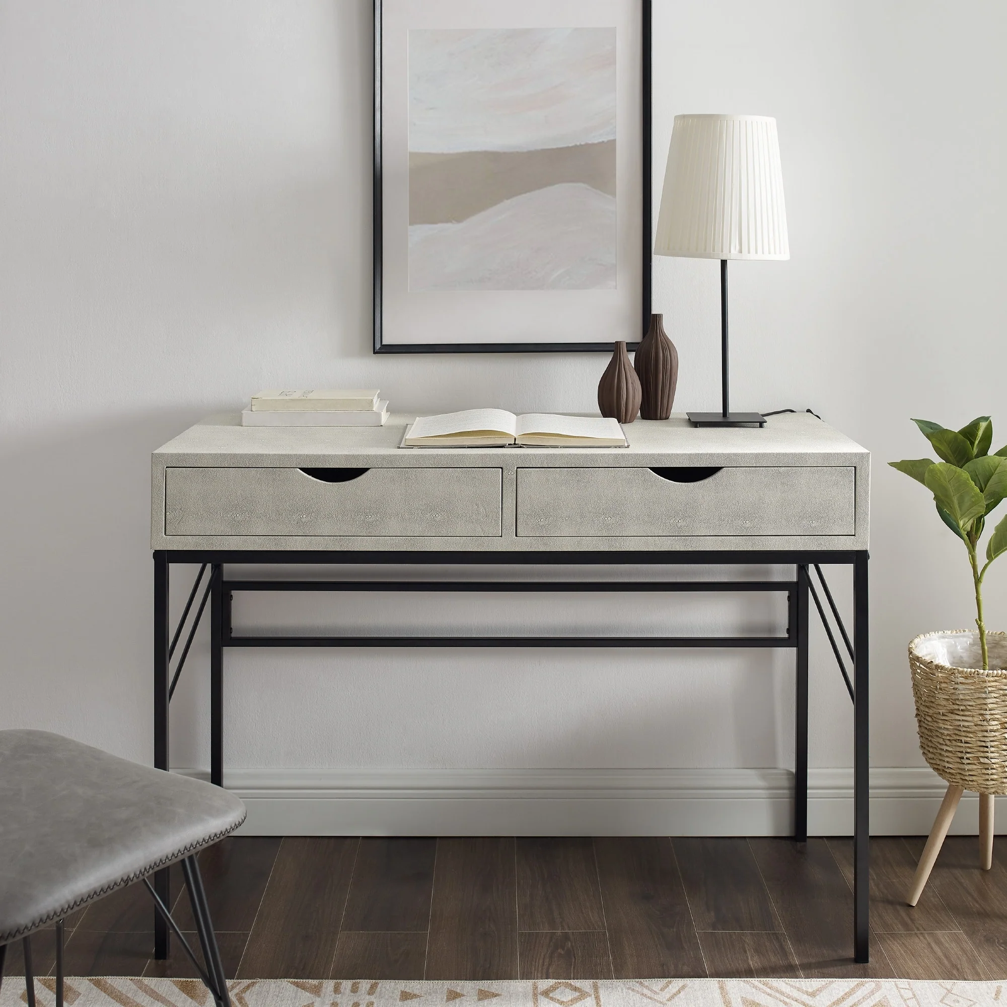 Middlebrook Designs 44-inch Faux Shagreen 2-Drawer Desk