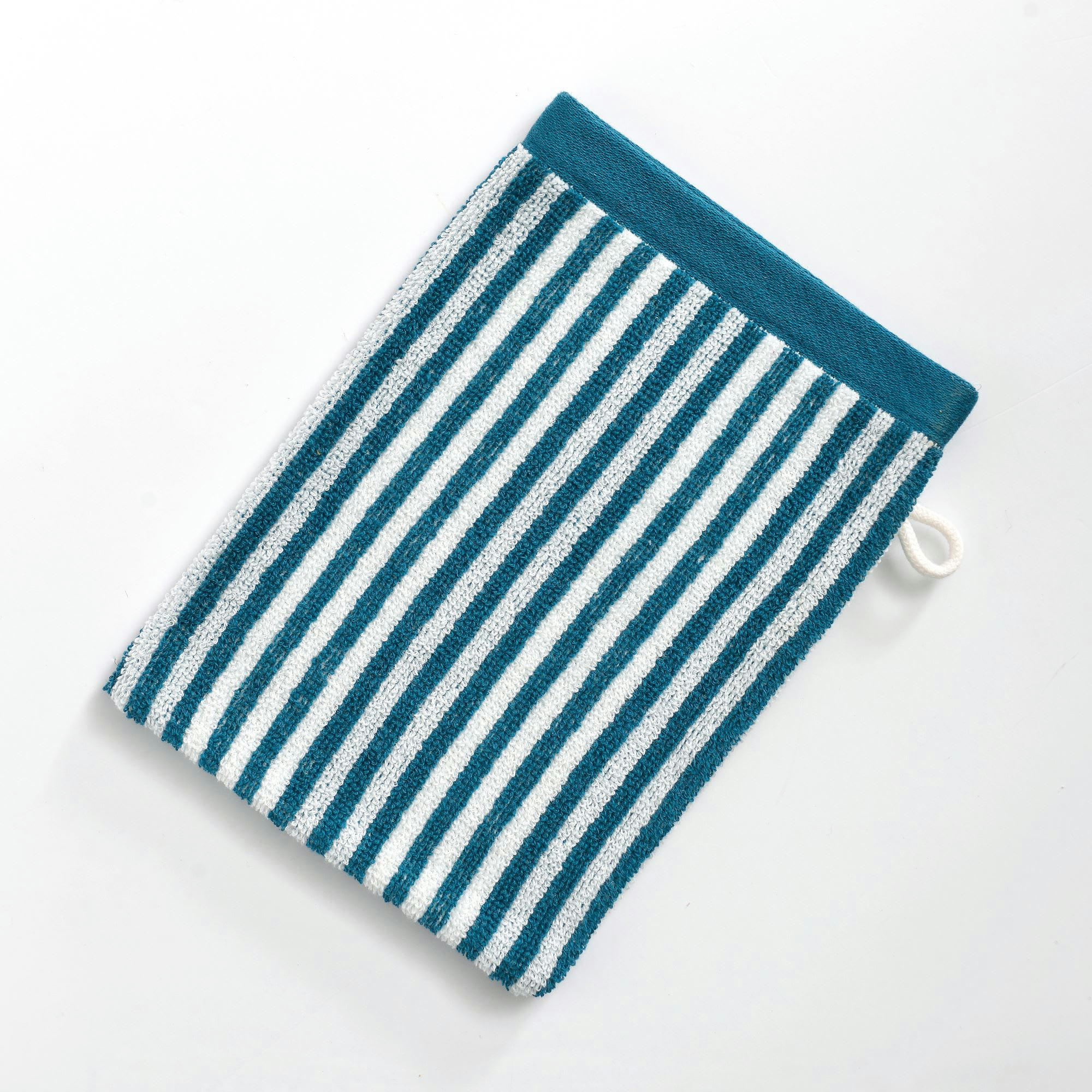 CHARLIE - Lot de 2 gants de toilette 15x21 bleu canard en coton 450 g/m²