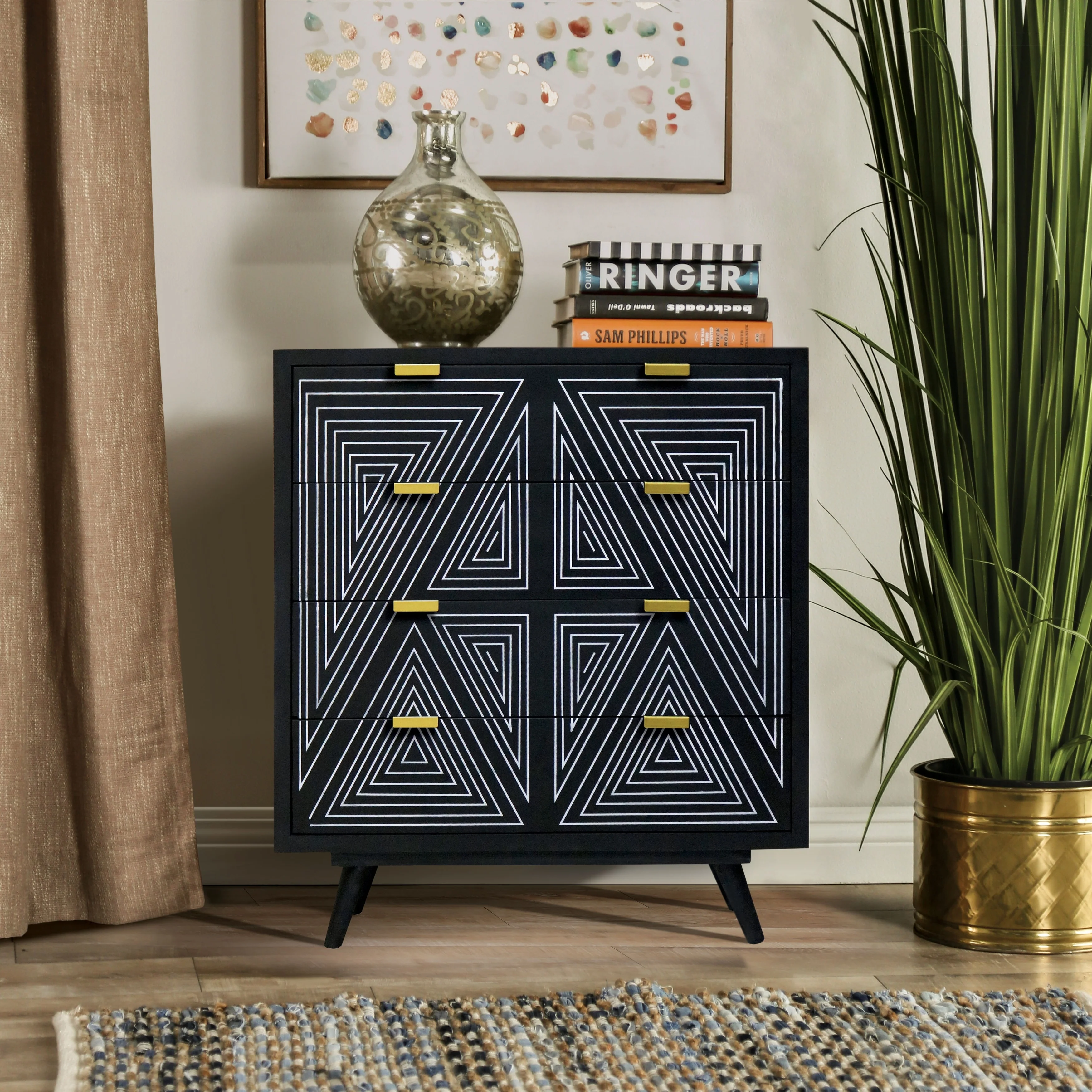 Bidi Mid-Century Modern 4-Drawer Mini Chest by Furniture of America
