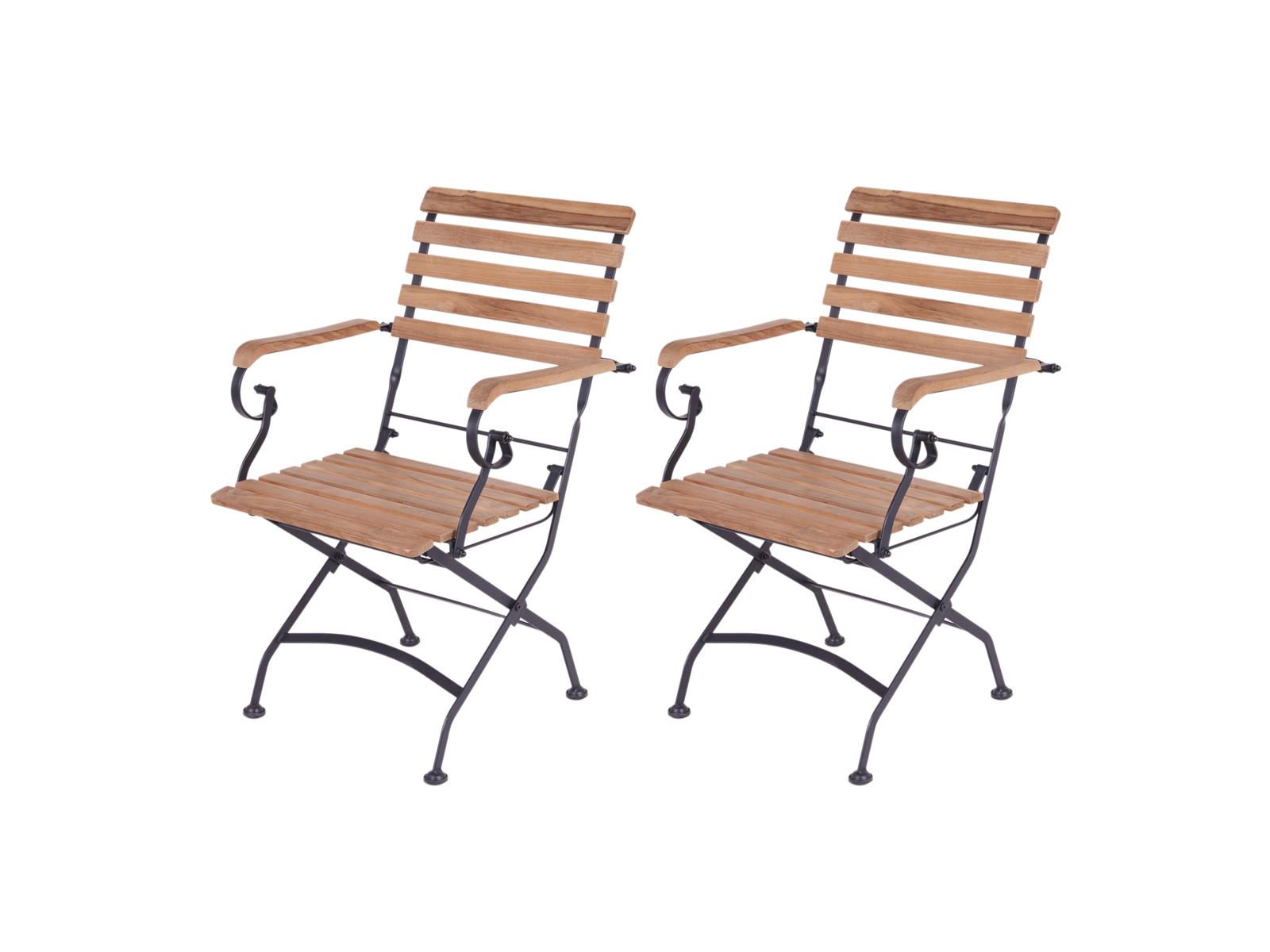 MaximaVida inklapbare tuinstoel Toscana met armleuning zwart 2 stuks - 100% FSC excellent acacia